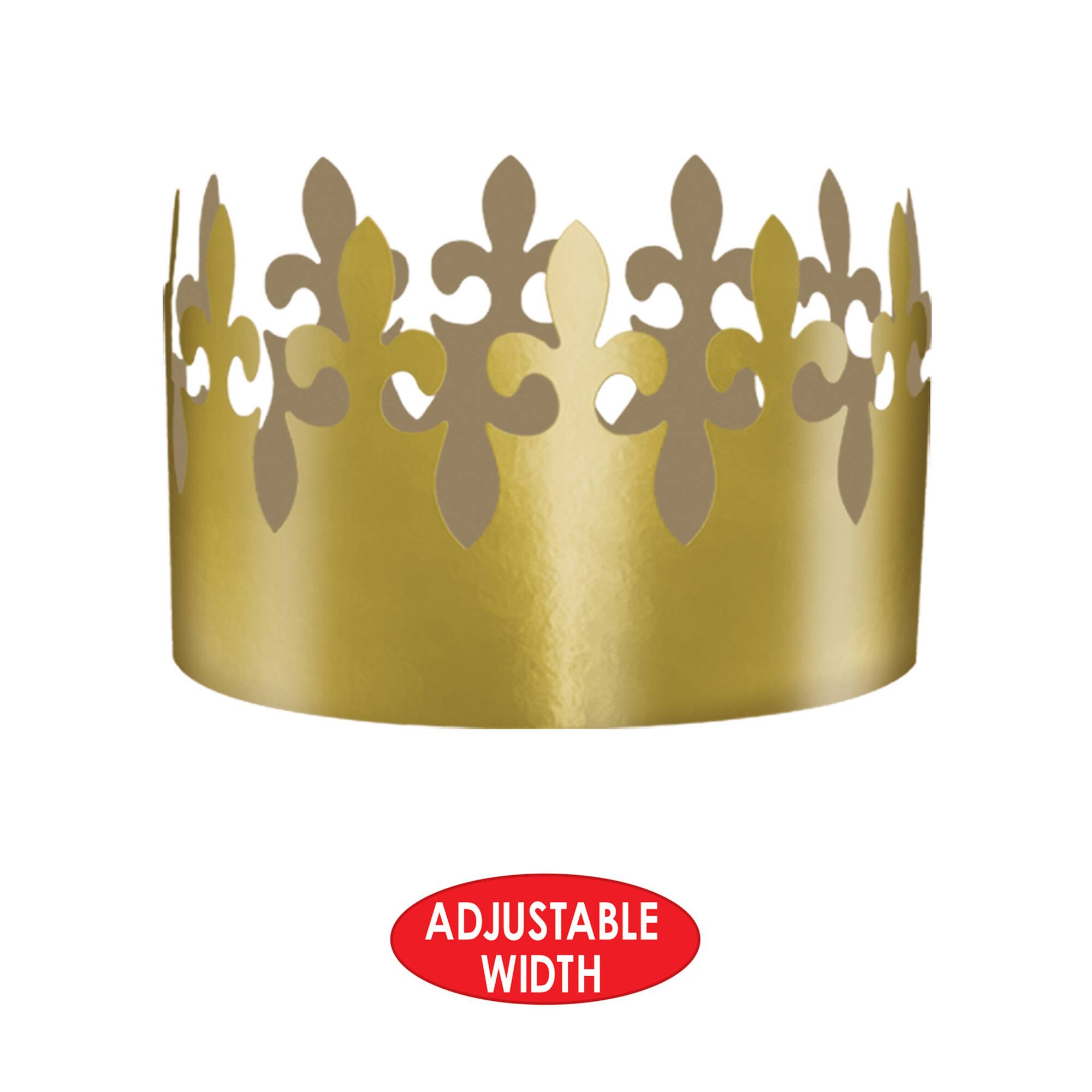 Beistle 3.75" Adjustable Gold Foil Fleur De Lis Crowns, 9ct.